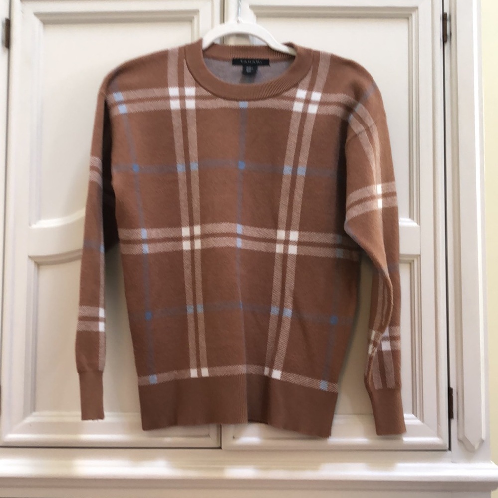 Brown Plaid Tahari Sweater
